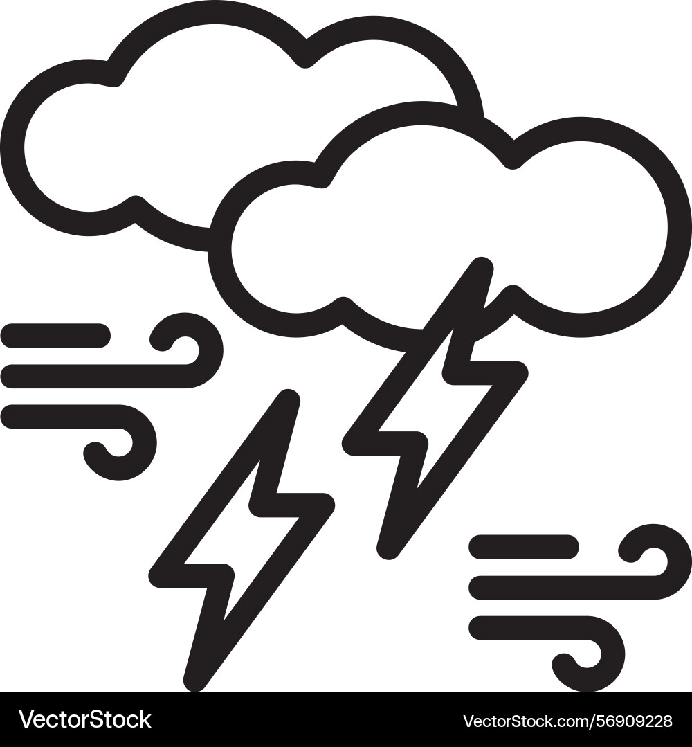 Thundercloud linear style icon design vector image