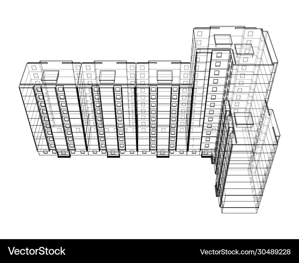 Wire-frame model a multi-storey building Wire-frame model a multi-storey building vector image
