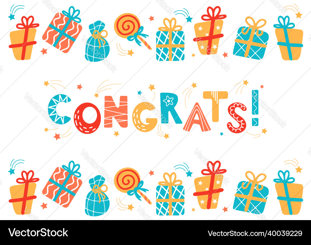 Congratulations lettering congrats text Congratulations lettering congrats text vector image