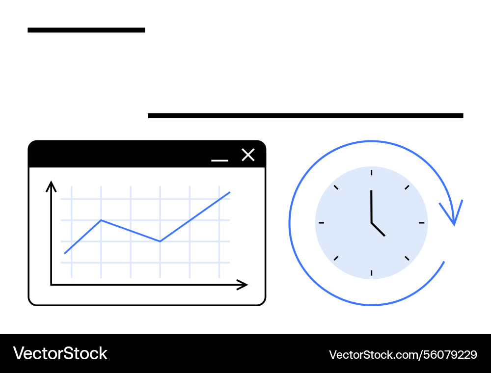 Data growth chart and clock representing Data growth chart and clock representing vector image