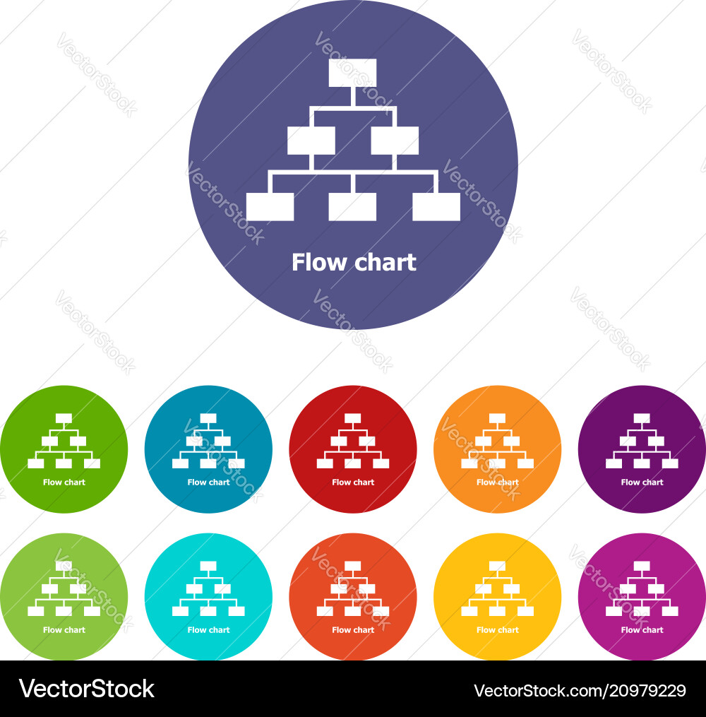 Flow chart icons set color Flow chart icons set color vector image