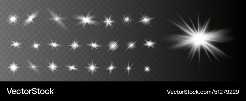 Glow isolated white transparent light effect set Vector Image