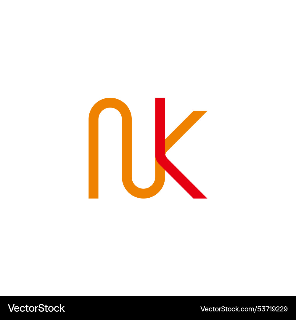 Letter nk linked loop curve lines colorful logo Letter nk linked loop curve lines colorful logo Vector Image