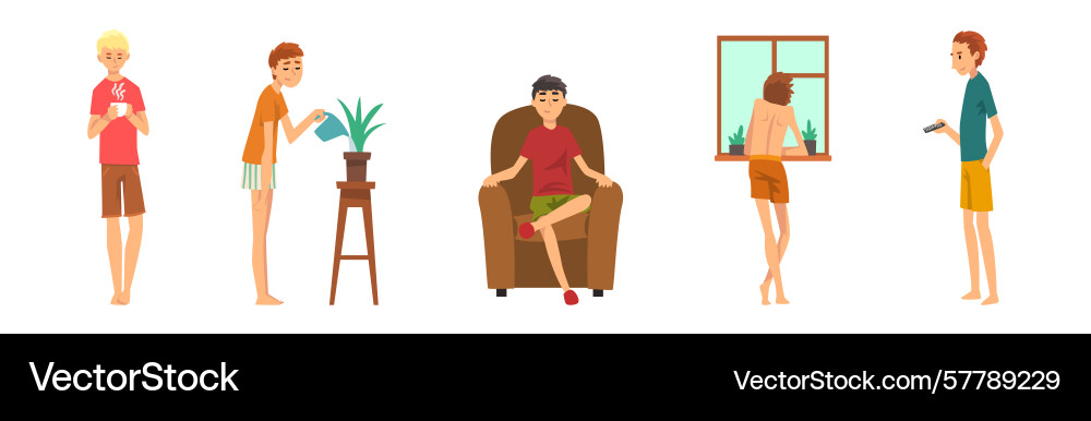 Man character resting and relaxing at home Vector Image