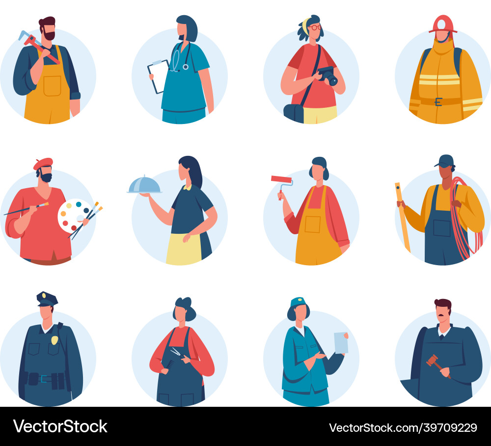 Professional workers avatars portraits of people Professional workers avatars portraits of people vector image