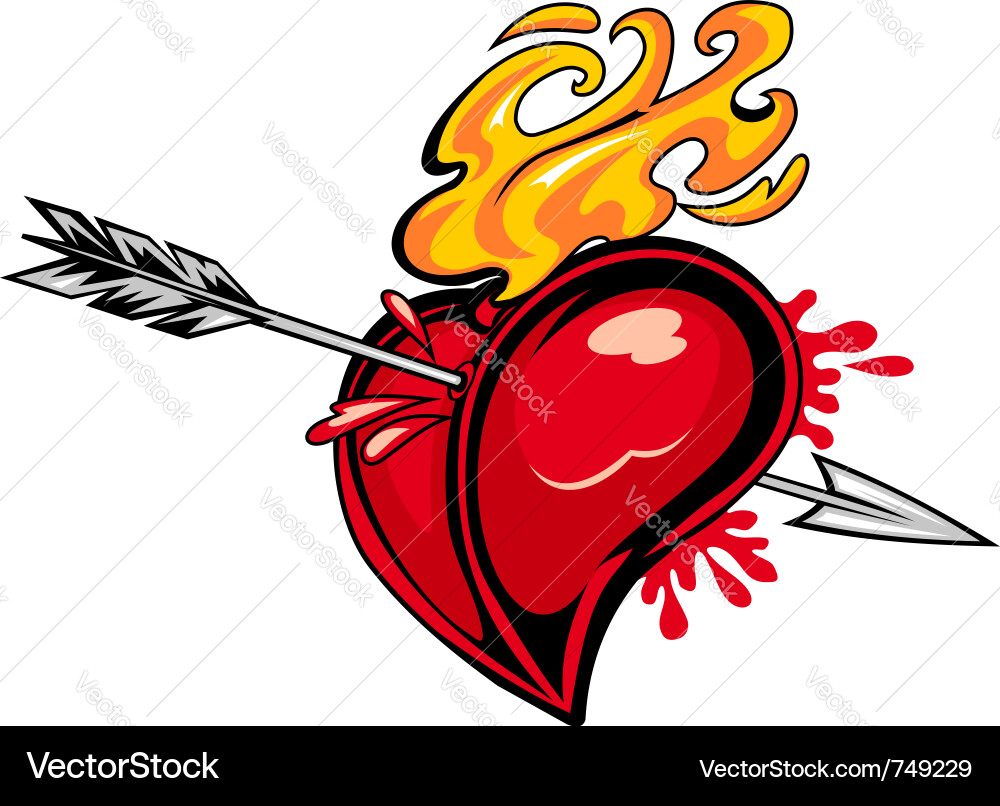 Red Heart with Arrow Symbol Vector Image