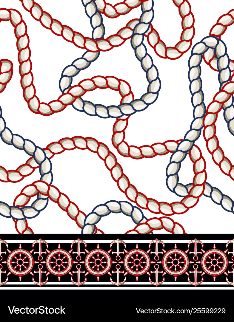 Seamless pattern with rope anchor and steering Seamless pattern with rope anchor and steering vector image