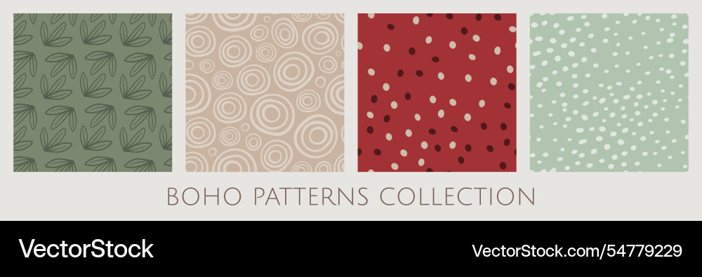 Seamless patterns collection in boho style vector image