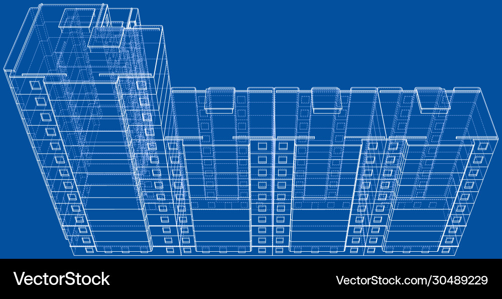 Wire-frame model a multi-storey building Wire-frame model a multi-storey building Vector Image