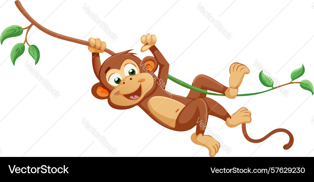 Agile monkey dynamic swing through the jungle Vector Image