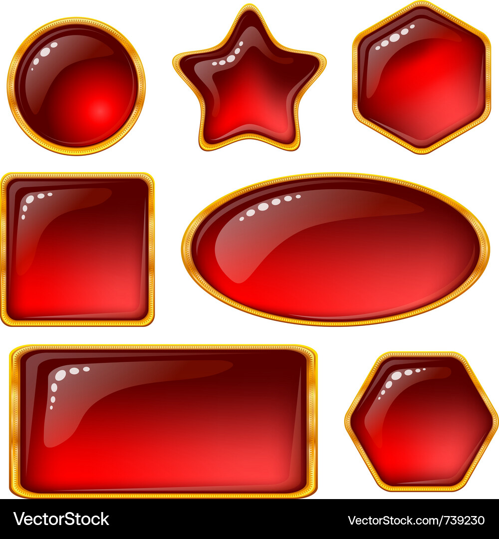 Buttons with red gems set Vector Image