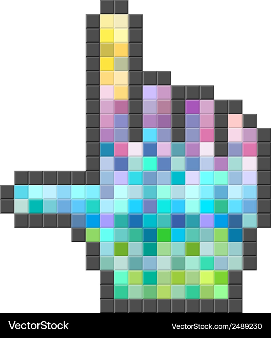 Colorful pixelated computer cursor vector image