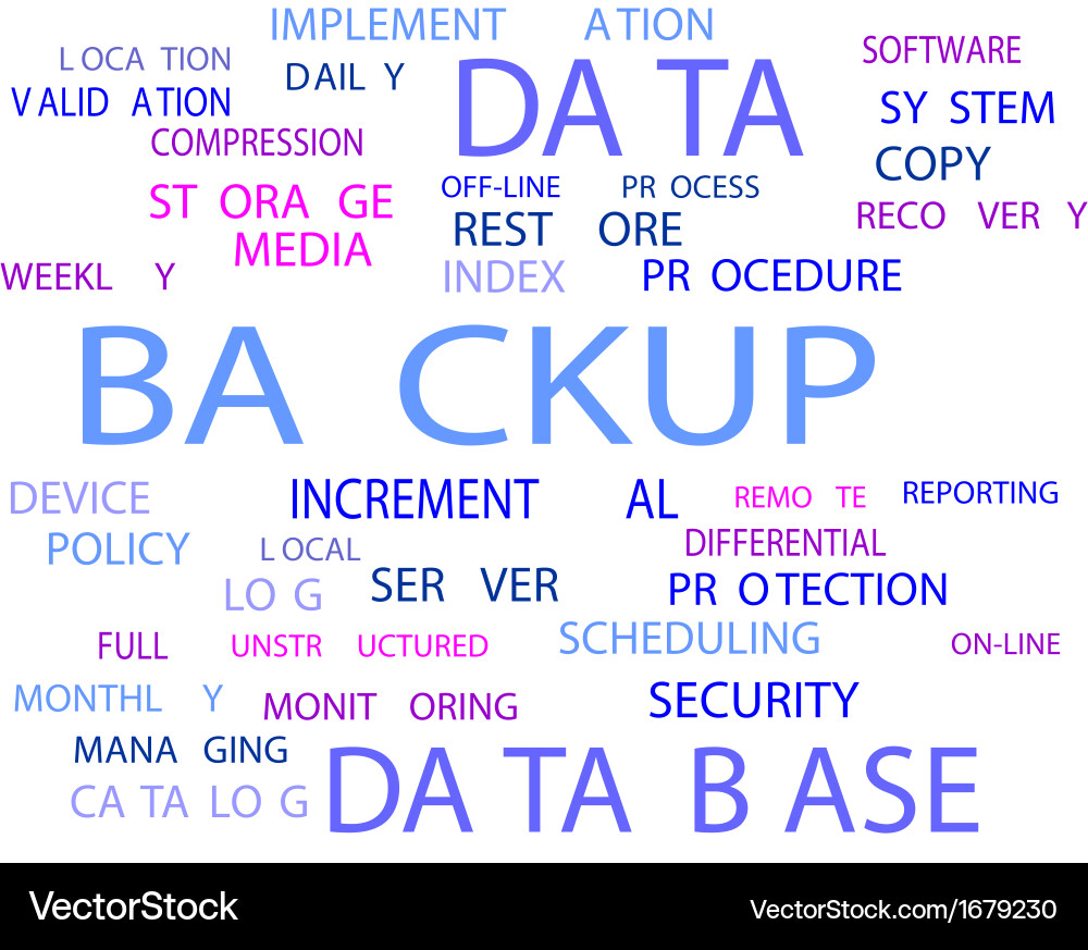 Data Backup & Recovery Keywords Vector Image