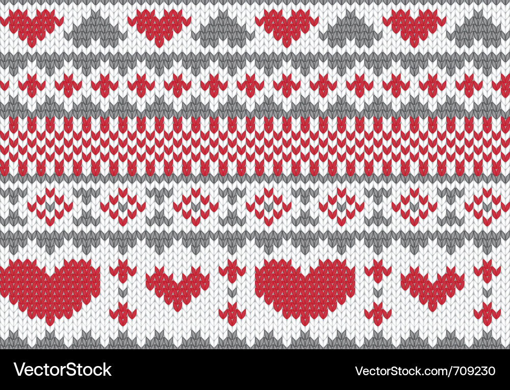 Heart Knitted Pattern Vector Image