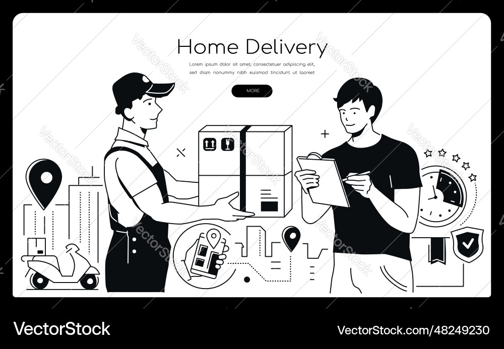 Home delivery - modern line design style banner vector image