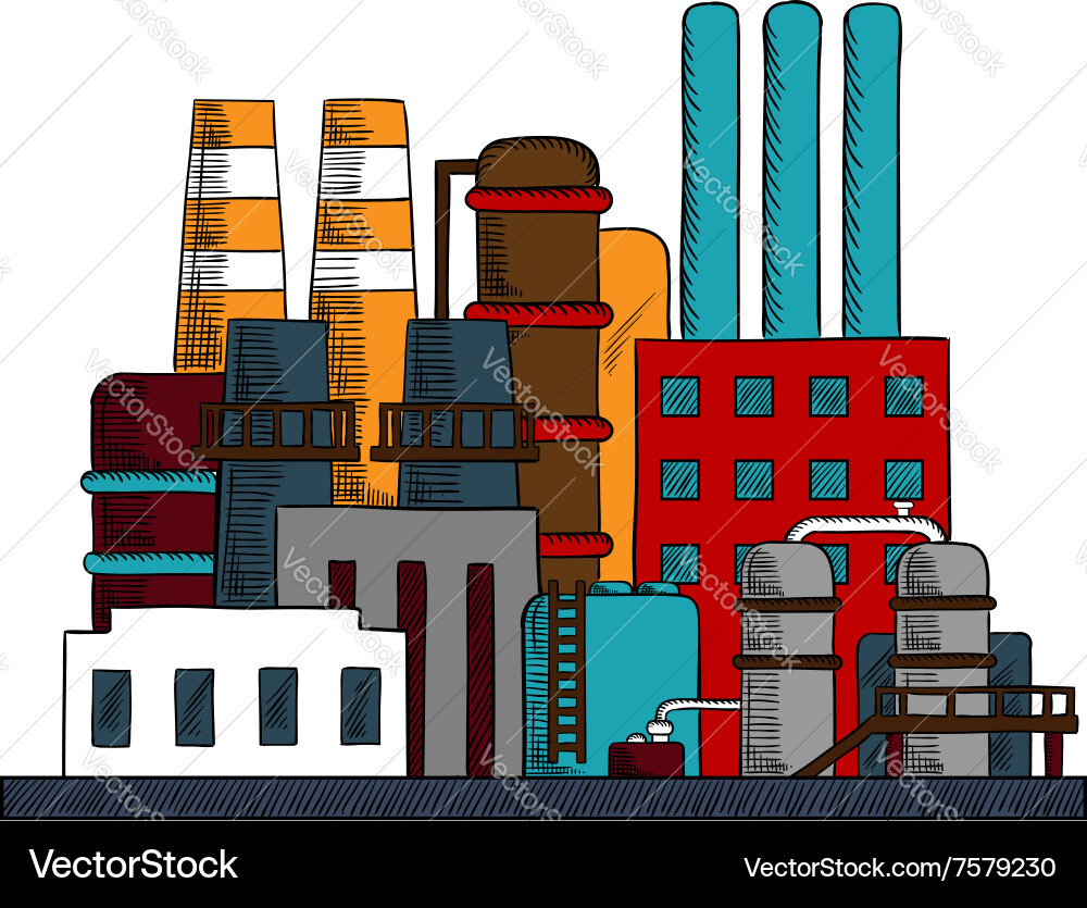 Industrial Refinery Complex – Royalty-Free Vector | VectorStock, image size:1000x835