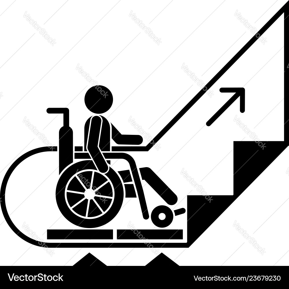 Man wheelchair up escalator icon simple style Man wheelchair up escalator icon simple style vector image