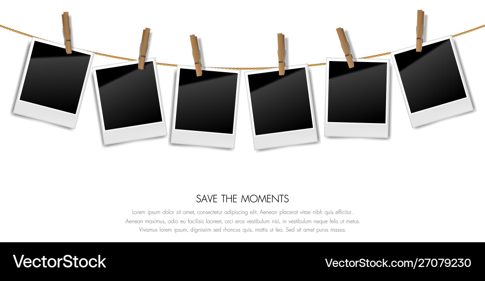Retro Photo Frames on Rope Vector Image