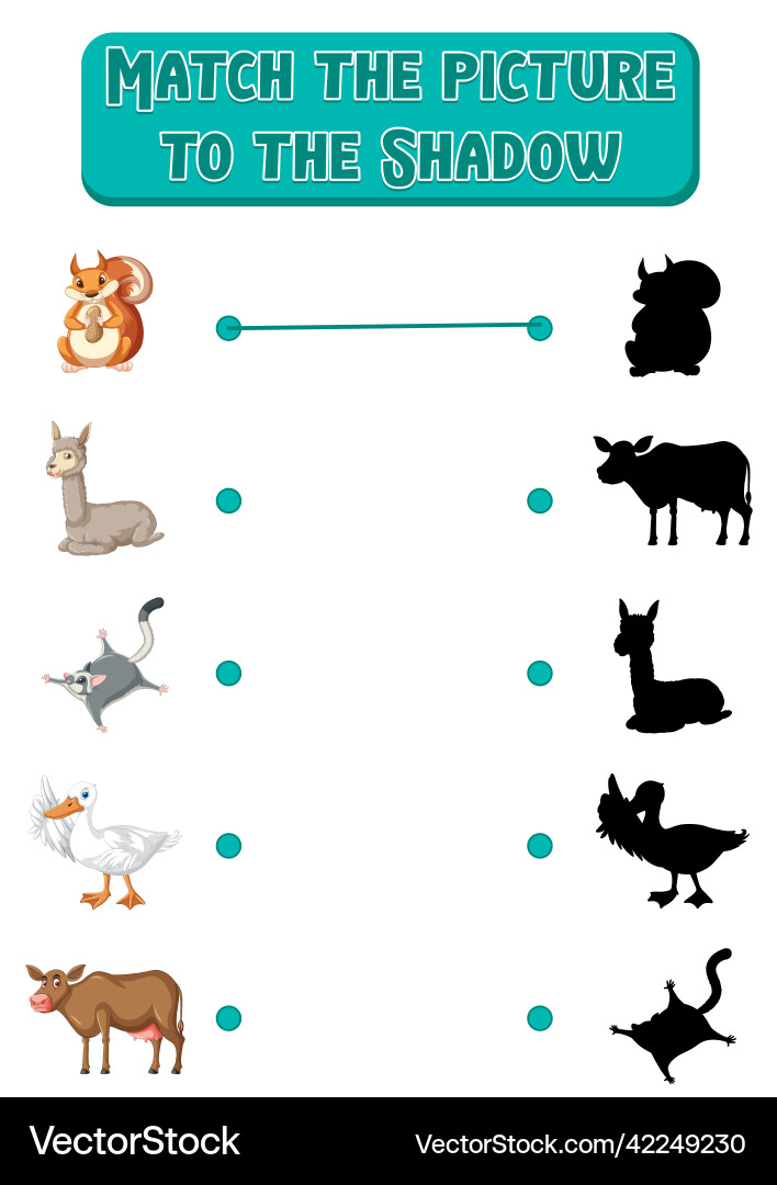 Shadow matching game template Shadow matching game template Vector Image
