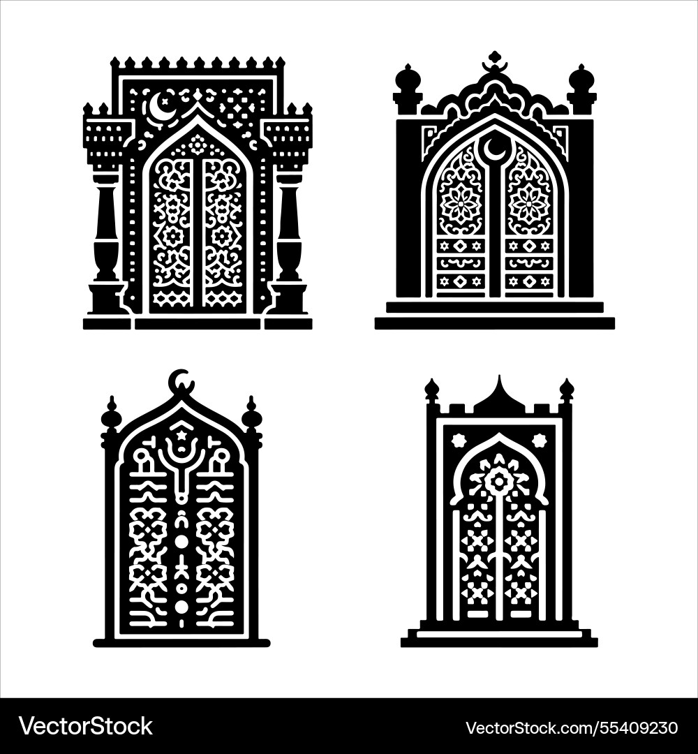 Traditional islam door silhouette Traditional islam door silhouette vector image