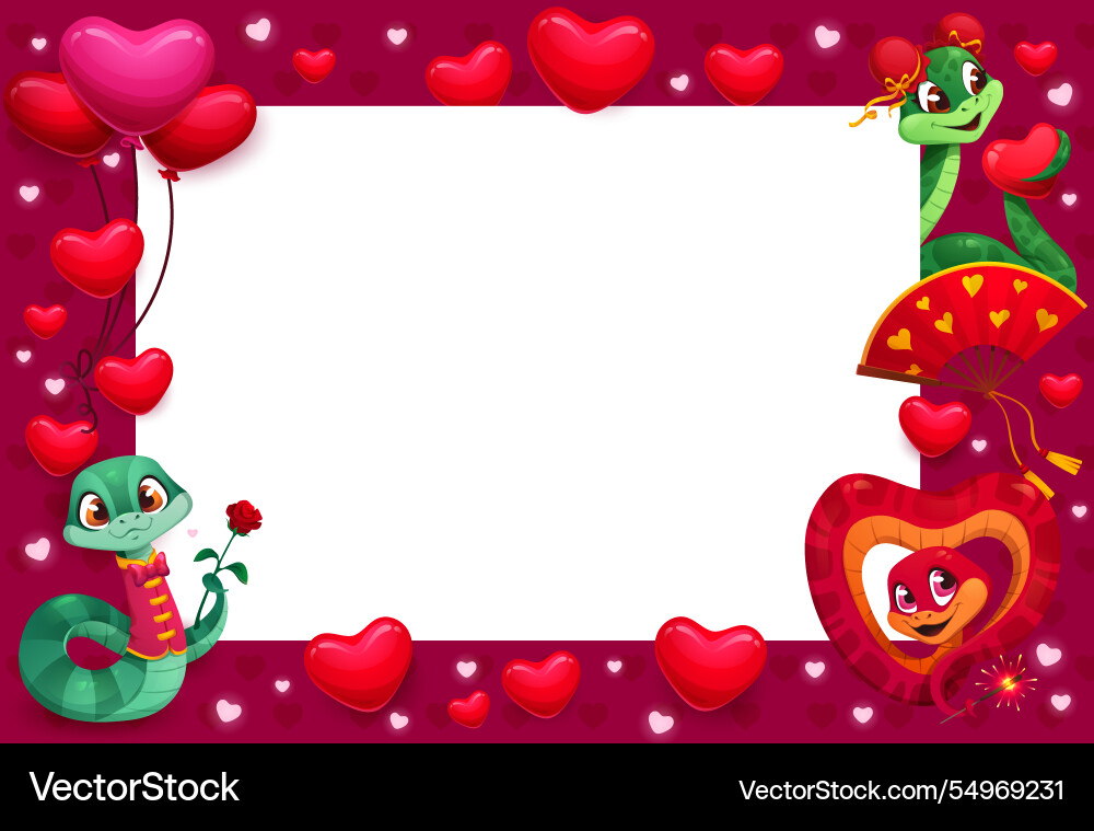 Happy valentine day banner with snakes and hearts Happy valentine day banner with snakes and hearts vector image