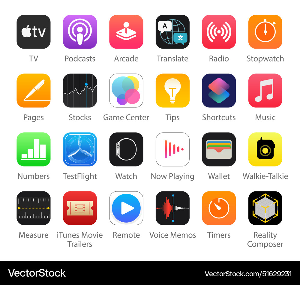 IOS App Icons - Tech Collection vector image