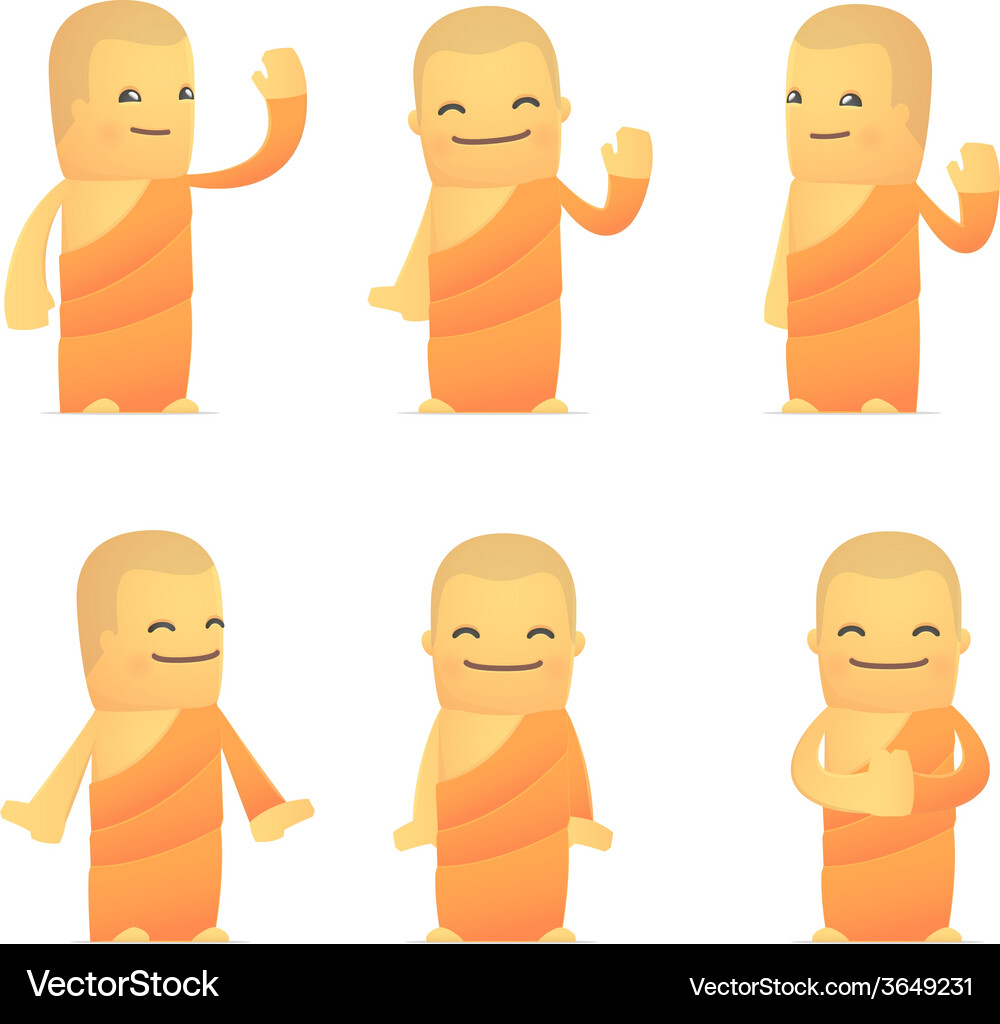 Monk Character Poses Set Vector Image