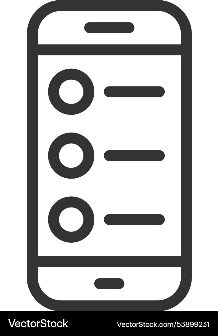 Smartphone screen with list app online quiz line Smartphone screen with list app online quiz line vector image