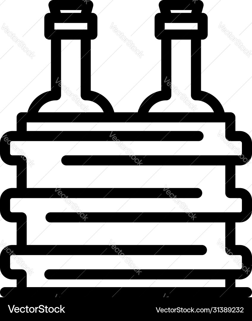 Box with bottles icon outline style Vector Image