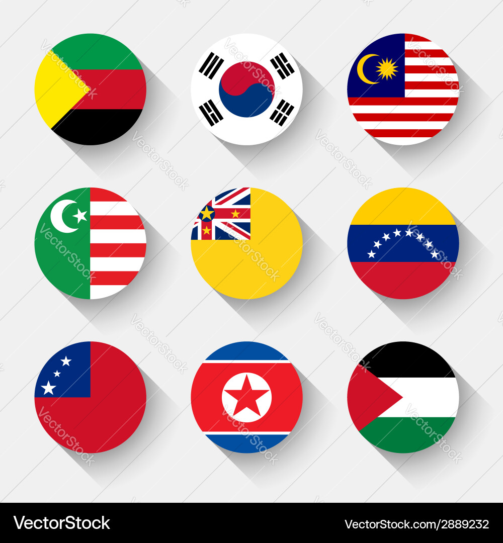 Flags of the world round buttons vector image