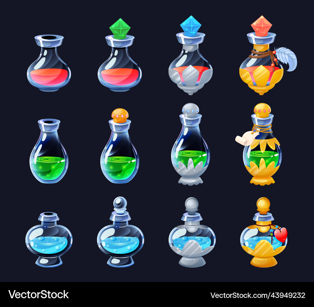Potion & Elixir Icons vector image