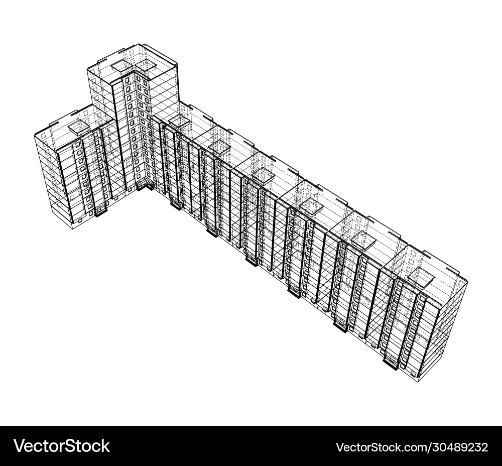 Wire-frame model a multi-storey building Wire-frame model a multi-storey building Vector Image