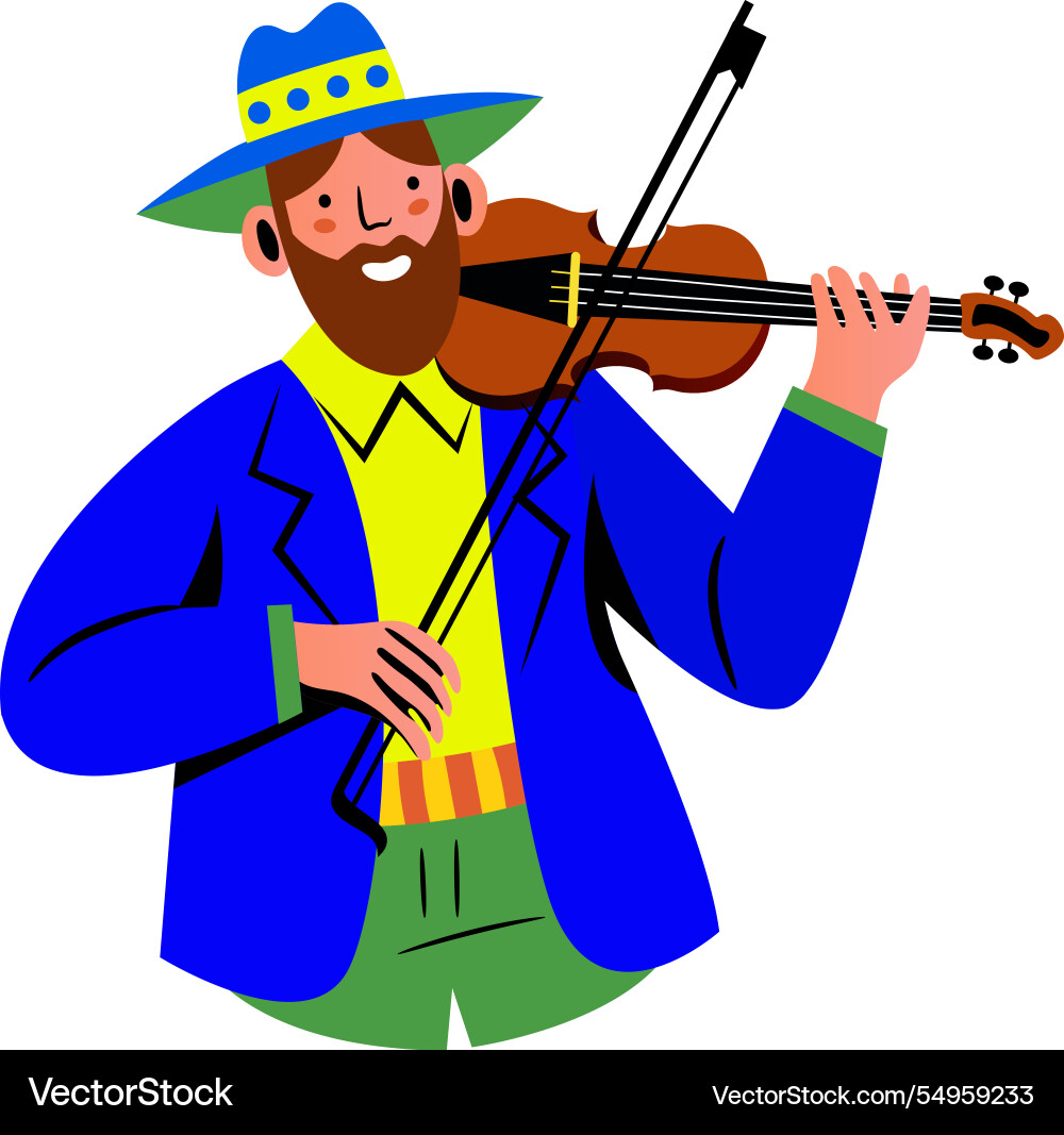 A flat character of fiddle player vector image