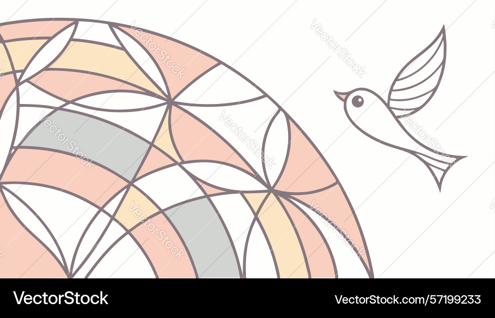 Bird flying over abstract geometric patterns Vector Image