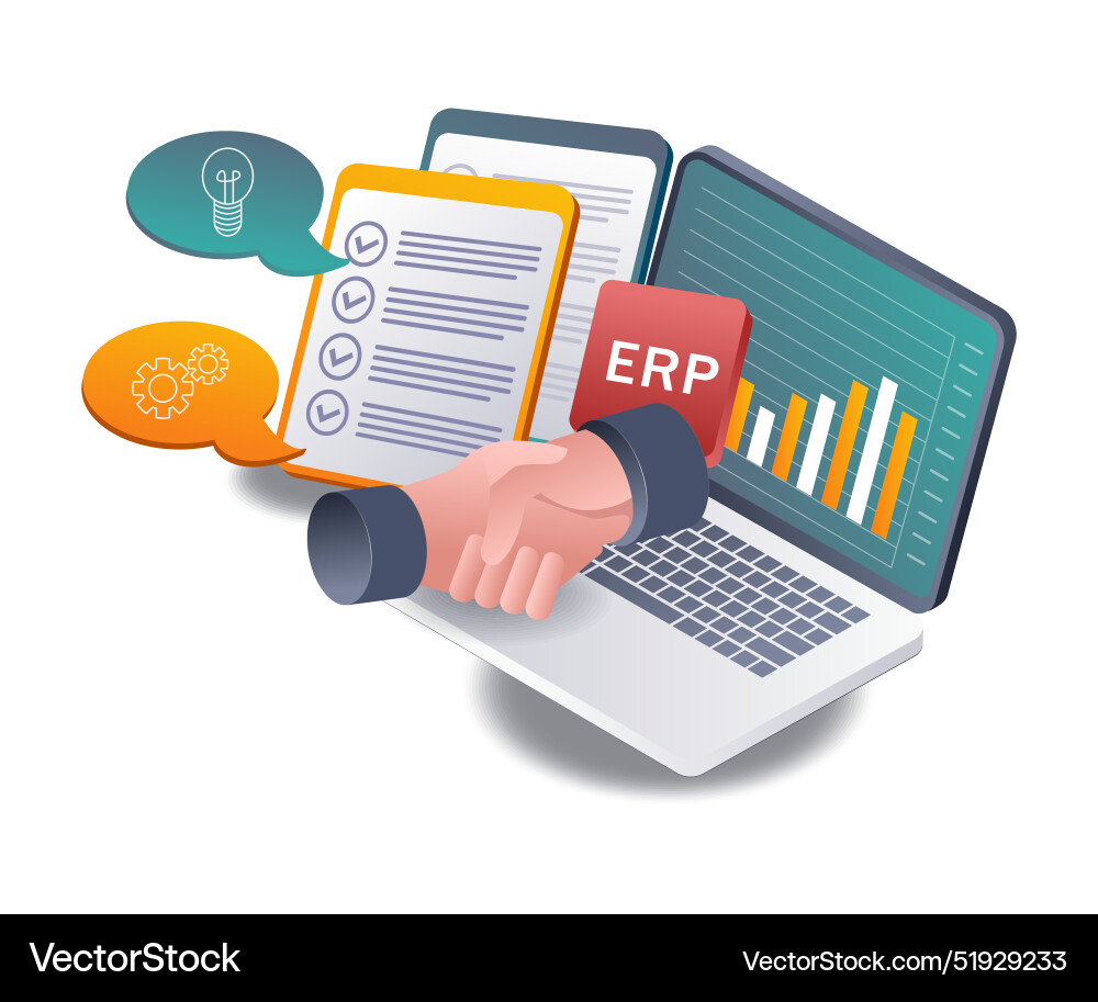 Collaborating on erp system integration Vector Image