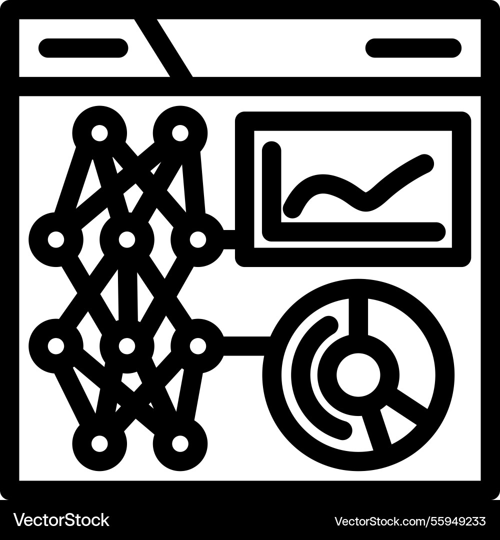 Data visualization chart deep learning line icon Data visualization chart deep learning line icon vector image