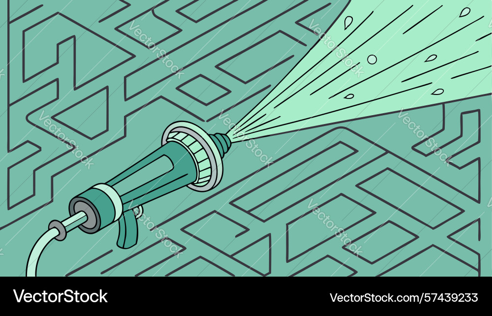 Drilling machine navigating an abstract maze path vector image