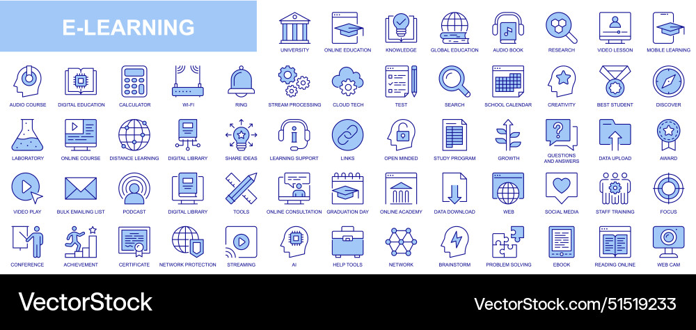 E-Learning Icon Set - Duotone vector image