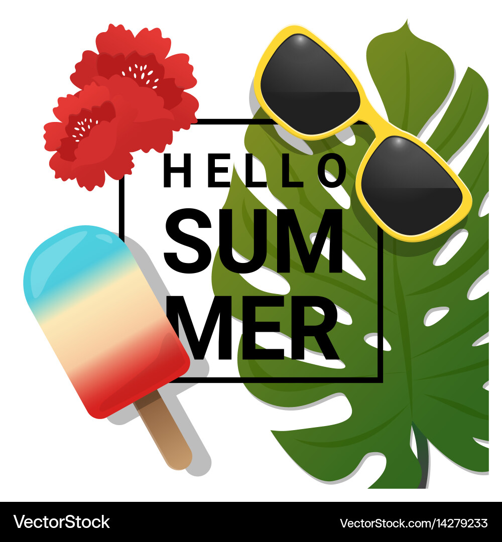 Hello summer background with element vector image