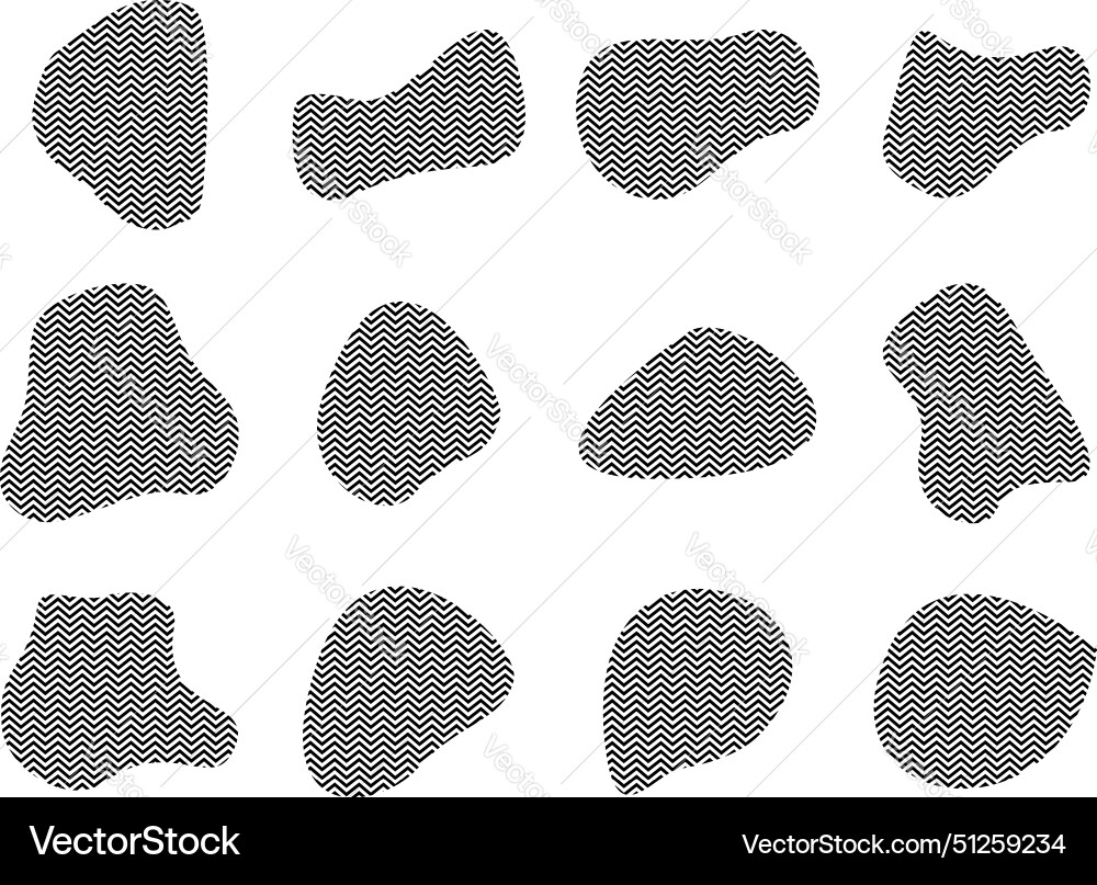 Blobs fluid shapes with zig zag stripes pictogram Blobs fluid shapes with zig zag stripes pictogram vector image