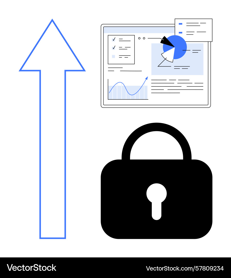 Data security visualization with growth arrow vector image