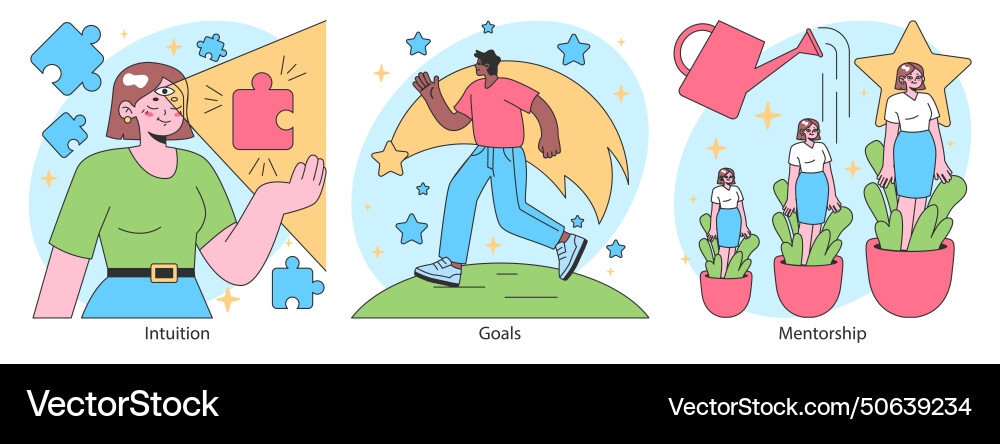 Finding your way in life set diverse character Finding your way in life set diverse character Vector Image