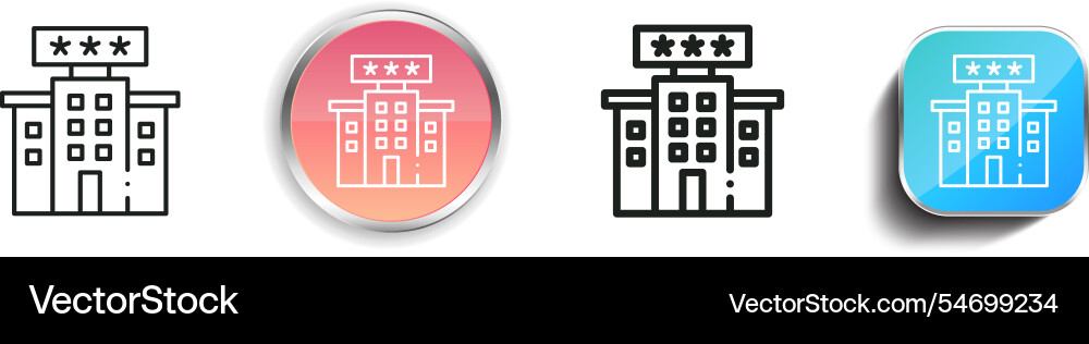 Hotel icon thin linear regular and button style Hotel icon thin linear regular and button style vector image