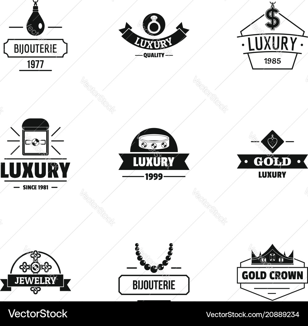 Luxuriousness logo set simple style Luxuriousness logo set simple style Vector Image