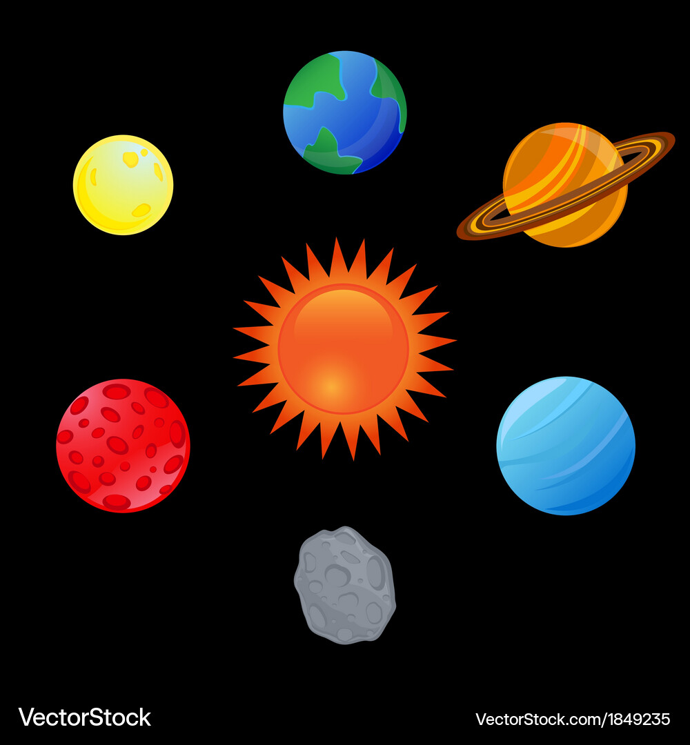 Astronomy Objects Collection Vector Image