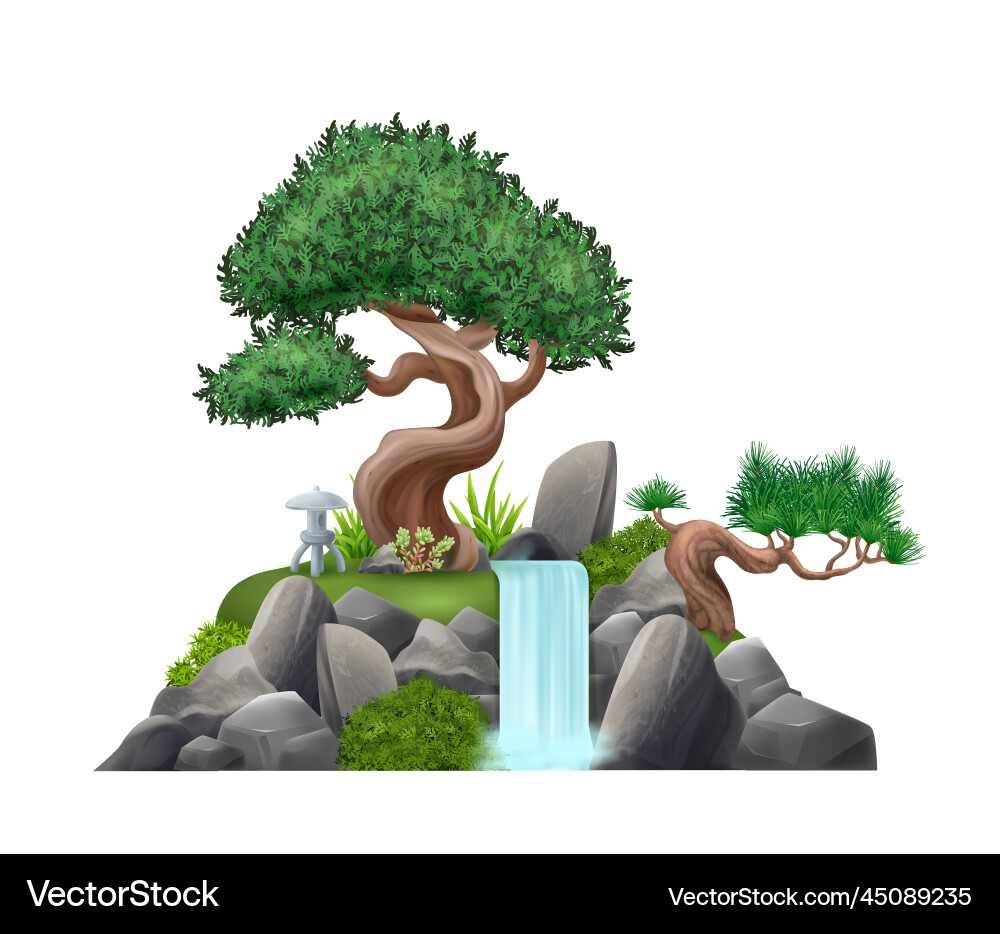 Bonsai tree composition Bonsai tree composition vector image