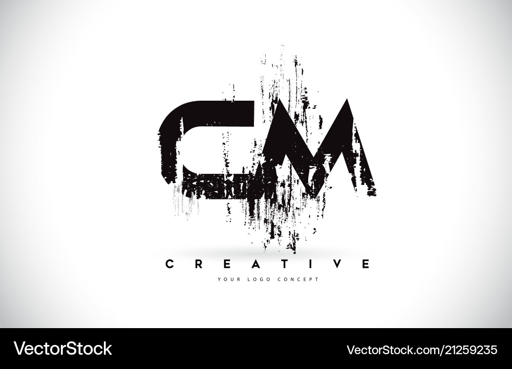 Cm c m Grunge Pinsel Buchstaben Logo Design in schwarz Cm c m Grunge Pinsel Buchstaben Logo Design in schwarz vektorbild