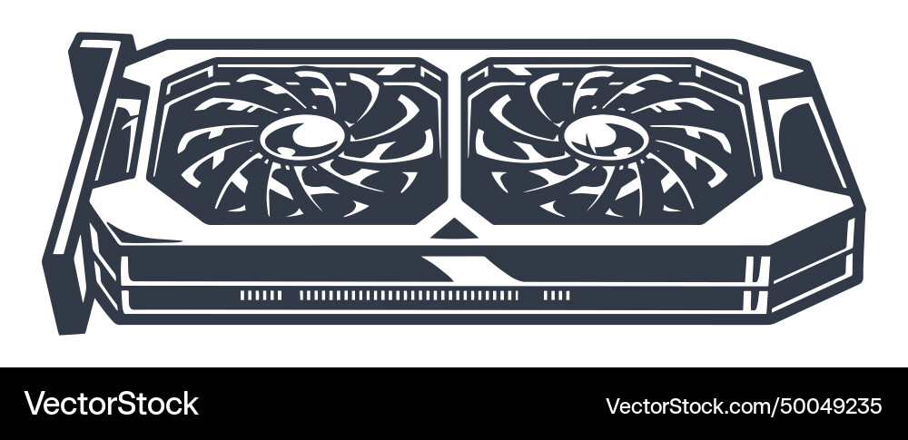 Computer graphics card monochrome element Computer graphics card monochrome element vector image