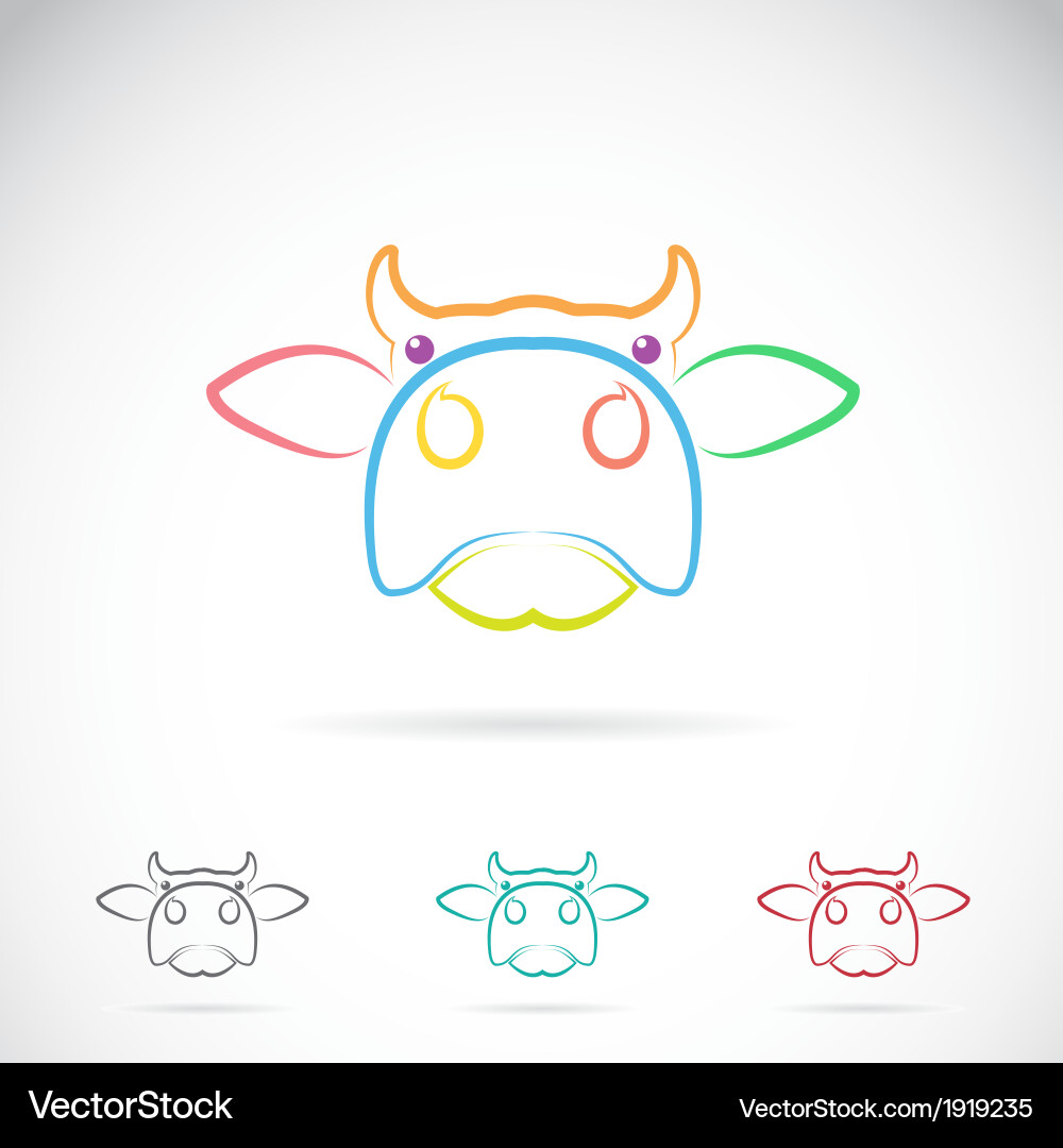 Cow Face Icon - White Background Vector Image