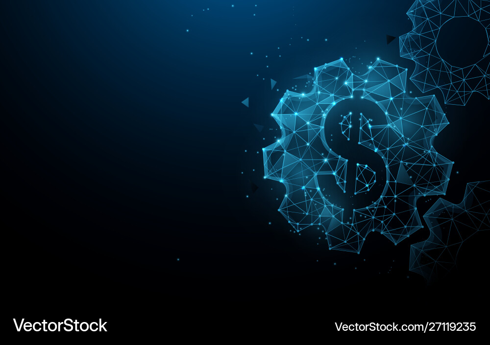 Dollar with gears from lines and particle Dollar with gears from lines and particle vector image